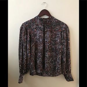 Banana Republic Paisley Bishop Sleeve Top